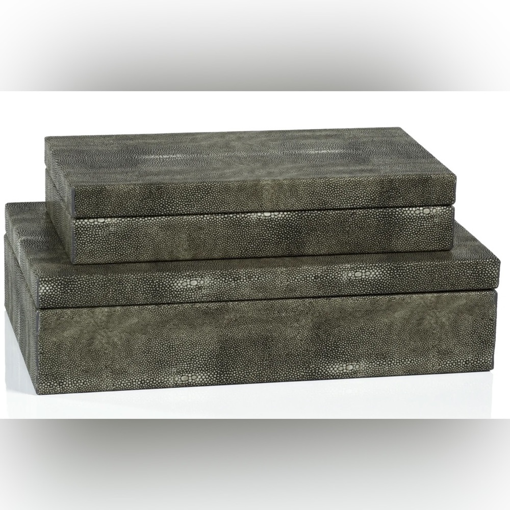 Bora Bora Faux stingray leather box with suede interior - set of 2